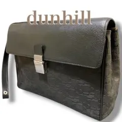 ダンヒル 良品 エンボス フラップ クラッチバッグ セカンドバッグ ブラック