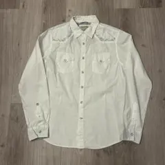 ま*ー様 GUESS L相当 ウエスタン長袖シャツ 白 刺繍 スナップボタンのサムネイル