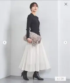 美品　ユナイテッドアローズ　オーガンジー ポケット フレアスカート　白　FREE