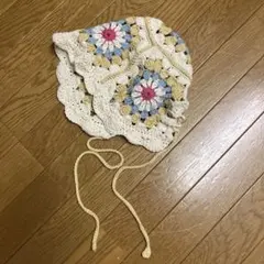 ハンドメイド　ボンネット　ニット帽　ベビー
