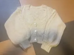 クリーム色 ケーブルニットカーディガン F