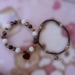 ビーズとパールのブレスレット2点セット