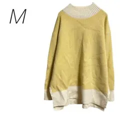 【M】ニット　チュニック　長袖　サイドスリット　ゆるだぼ