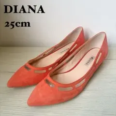 DIANA ダイアナ ポインテッドトゥ パンプス オレンジ スエード25cm
