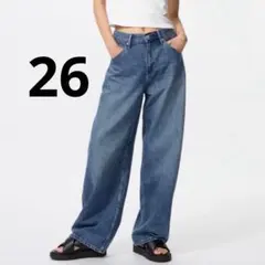 【UNIQLO】バキーカーブジーンズ67ブルー 　サイズ26