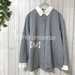 a1172＊nano universe バイカラーシャツ　グレー【M】お洒落