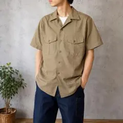 DLA ミリタリー半袖シャツ M カーキ USA軍物系のサムネイル