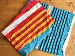 マルチストライプの綿ニット地