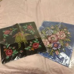 新品未使用品フェイラー　タオル２枚　花柄ブルー　鳥ブラック