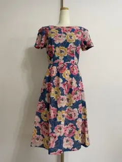 【新品タグ付】キャスキッドソン 花柄ワンピース ローズ 8号