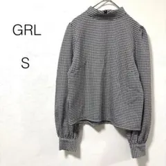 【グレイル】ブラウス 長袖 ハイネック チェック柄 オフィスカジュアル S