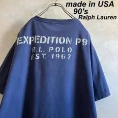 希少 90's USA製 ラルフローレン ポケットtシャツ ネイビーXL RRL