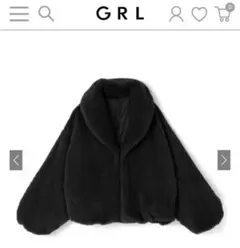 秋冬春 GRL ショート丈ファーコート Fサイズ ブラック