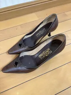 FERRAGAMO ブラウン オープントゥ ハイヒールのサムネイル