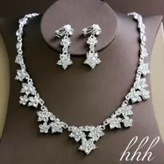 クリスタル2点セット3　結婚式 ピアスorイヤリング ネックレス