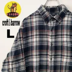 usa古着 croft＆barrow ネルシャツ　L ネイビー　グレー　ホワイト