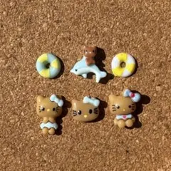 日焼けキティ　ハローキティ　キティちゃん　ネイルパーツ　6個セット