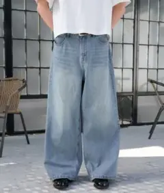 regen glanz　ワイド　デニム　パンツ
