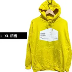 バックデザイン パーカー フーディ プルオーバー スウェット イエロー L XL