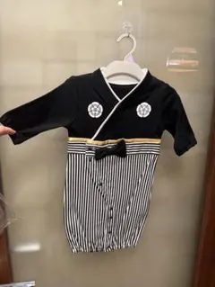 黒と白のストライプ着物風ベビー服