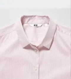 新品未使用　ユニクロ　スーピマコットンストレッチストライプシャツ　ピンク　M