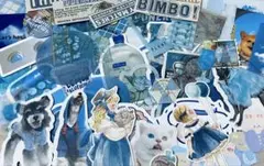 おすそ分け コラージュ素材 80点 シール 青