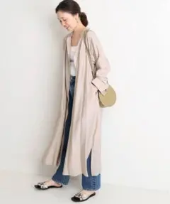 SLOBE IENA リネン混シャツスキッパーワンピース　ナチュラル