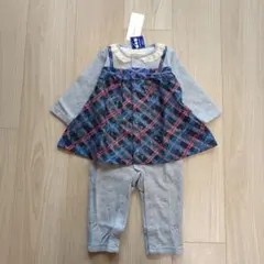 センスオブワンダー　ロンパース　 グレー チェック柄　80