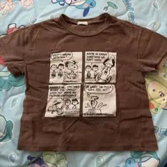 PEANUTS スヌーピー コミック柄 Tシャツ ブラウンのサムネイル