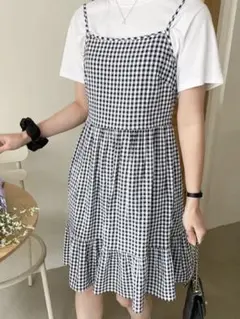 ギンガムチェック キャミワンピース