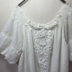 axes femme レースチュニック 白 M オフショル フリル 春夏ガーリー