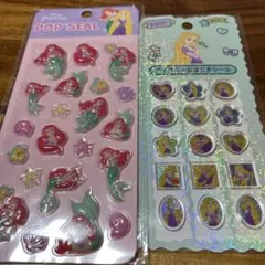 【正規品】ディズニーラプンツェルおはじきシール アリエルぷくぷくシール2枚セット