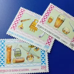 外国切手 赤道ギニア 1990年 民族楽器 3V