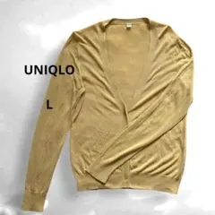 UNIQLO Vネック イエロー 長袖カーディガン 薄手 前ボタンL 冷房対策のサムネイル