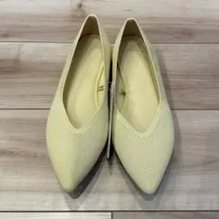 新品GUジーユー ウォッシャブルニットフラットシューズ イエロー 24.5cm