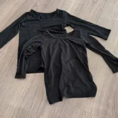 UNIQLO HEATTECH ブラック長袖シャツ 90サイズ 2枚セット