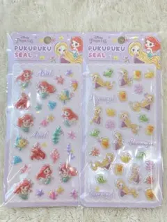 【Disney】プクプクシール アリエル&ラプンツェル2枚セット