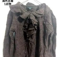 ★ 美品 シンシア・ローリー 茶色 フリルジャケット S ニット ウール100のサムネイル