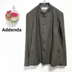 a4803 Addenda ノーカラー　ウール　ジャケット　レナウン　ウール