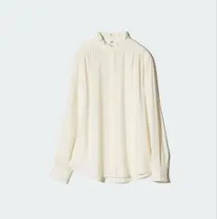 UNIQLO ブラック フリルネックシャツ L オフホワイト　新品未使用