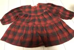 プティマイン　赤チェックチュニック　110サイズ