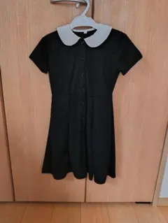 黒白襟 半袖ワンピース