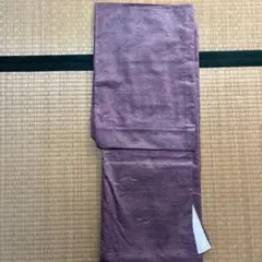 紬 小紋 松刺繍 当て布補強？あり 紫系 着物