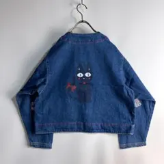 OLD 80s 90s 猫 ネコ アニマル デニムジャケット ファンシー レトロ