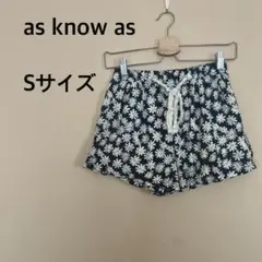 as know as /レディース/キュロットパンツ/紺/白/花柄/ウエストゴム