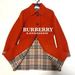 【極美品】バーバリーロンドン　カシミヤ　コート　ノバチェック　38　オレンジ