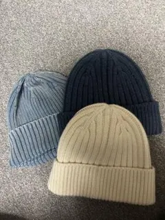 再販待ちUNIQLOニット帽　青、白、水色セットユニクロ