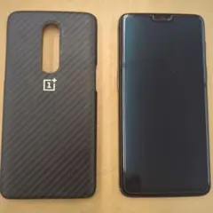 OnePlus 6 本体 背面割れあり カーボンファイバーケース付き
