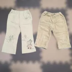 キッズ　ベビー　ロングパンツ 2枚セット ベージュ　KP