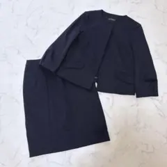 美品✨グリーンレーベルリラクシング ノーカラー ジャケット セットアップ 洗える